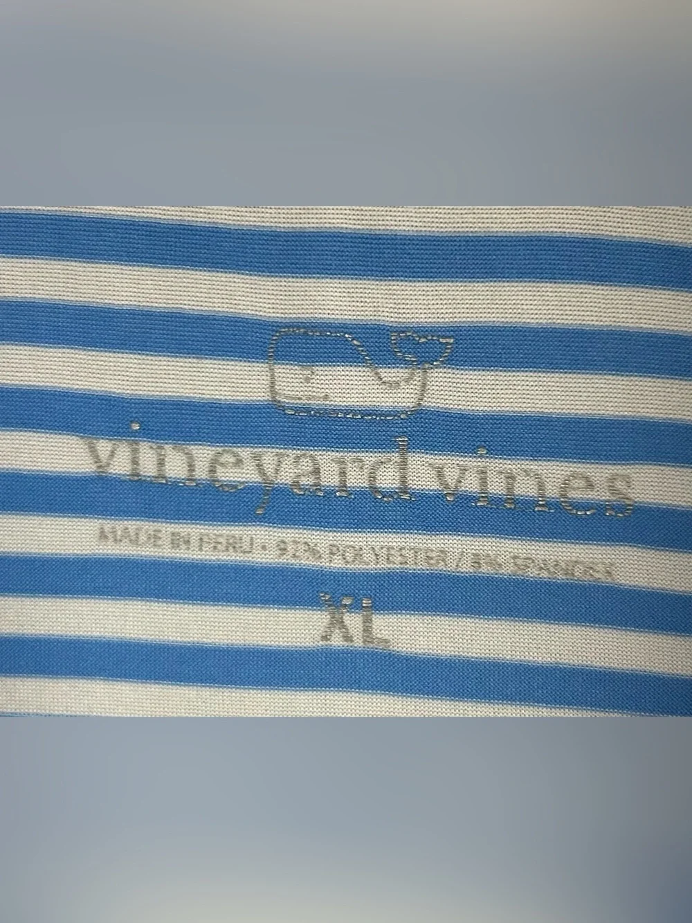 Vineyard Vines Light Blue & White Striped Polo